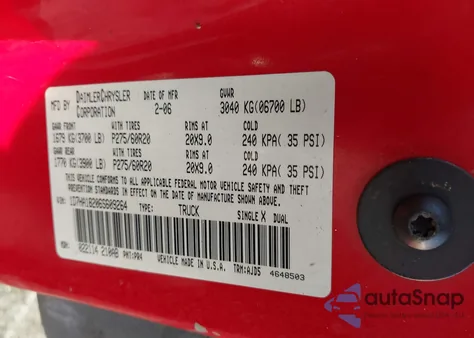 2006 Dodge Ram 1500 Slt z USA, uszkodzony, nr VIN 1D7HA18206S609264